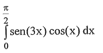 Integral definida de 0 a π/2 de sen(3x) cos(x) dx.