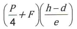 Fórmula: (P/4 + F)·((h − d)/e).