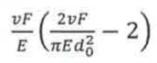 Fórmula: (vF/E)·(2vF/(πEd₀²) − 2).