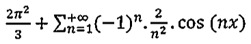 Expressão: 2π²/3 + somatório, de n=1 a +∞, de (−1)ⁿ · 2/n² · cos(nx).