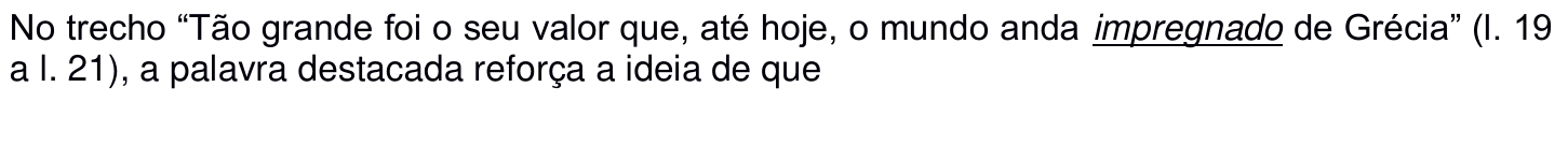 Enunciado conforme impresso, com a palavra "impregnado" destacada em itálico e sublinhado.