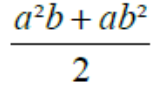 Fração: (a ao quadrado b mais a b ao quadrado) sobre 2.