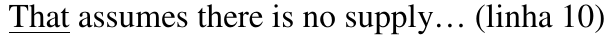 That assumes there is no supply… (linha 10), com “That” sublinhado.