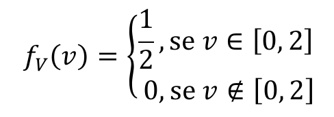 f índice V de v é igual a 1/2, se v pertence a [0, 2]; 0, se v não pertence a [0, 2].