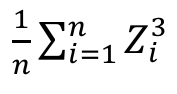 1 sobre n vezes o somatório, de i igual a 1 até n, de Z índice i ao cubo.