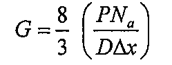 Fórmula: G = (8/3) · (P·Nₐ / (D·Δx)).
