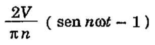 Expressão: 2V dividido por πn, multiplicado por (sen nωt − 1).