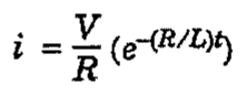 Equação: i = (V/R)(e elevado a −(R/L)t).