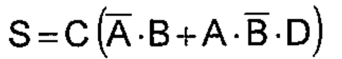 S = C (A barrado · B + A · B barrado · D)