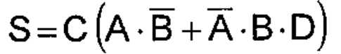 S = C (A · B barrado + A barrado · B · D)