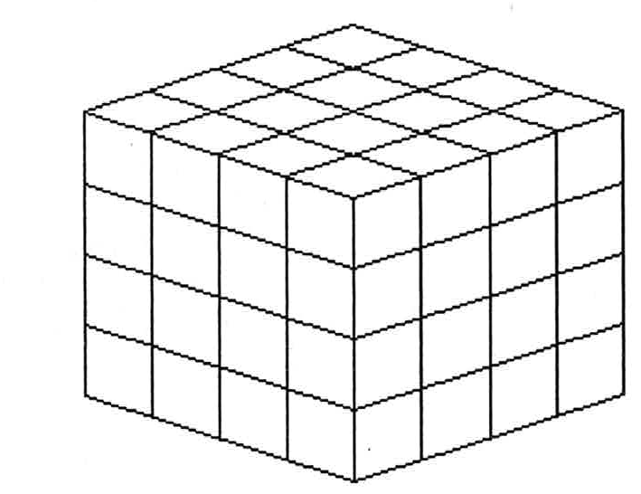 Cubo formado por 4 x 4 x 4 cubinhos.