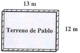 Retângulo com o texto "Terreno de Pablo", com 13 m de comprimento e 12 m de largura.