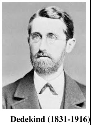 Fotografia em preto e branco de Richard Dedekind, com a legenda "Dedekind (1831-1916)".