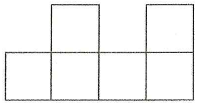 Planificação com seis quadrados: uma fileira de quatro quadrados e dois quadrados acima, sobre o segundo e o quarto quadrados da fileira.