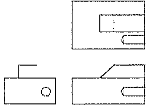 Conjunto de três vistas ortográficas da peça, opção C.