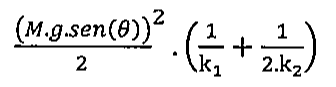 Alternativa C: ((M.g.sen(θ))²/2).(1/k₁ + 1/(2.k₂))