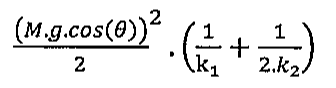 Alternativa D: ((M.g.cos(θ))²/2).(1/k₁ + 1/(2.k₂))
