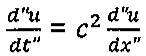d''u sobre dt'' igual a c ao quadrado vezes d''u sobre dx''.
