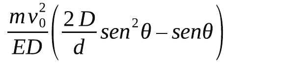 Alternativa A: (m v₀² / (E D)) · ((2D/d) sen²θ − sen θ).