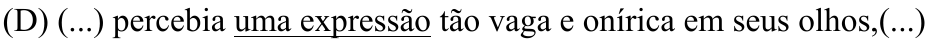 Alternativa (D) com o trecho “uma expressão” sublinhado.