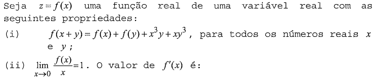 Enunciado da questão 26 conforme impresso na prova, com a notação matemática original.