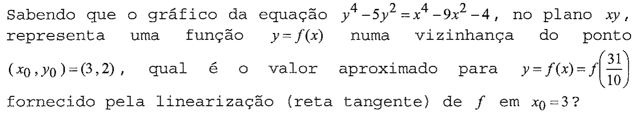 Enunciado da questão 43 conforme impresso na prova, com a notação matemática original.