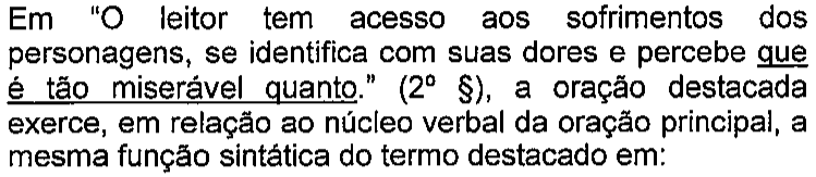 Enunciado da questão 11 conforme impresso: no trecho citado, a oração “que é tão miserável quanto” aparece sublinhada (destacada).