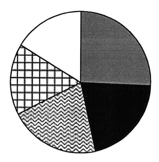 Gráfico de setores da alternativa (B) com setores de Moradia, Alimentação, Estudo, Lazer e Outras despesas em proporções próprias.