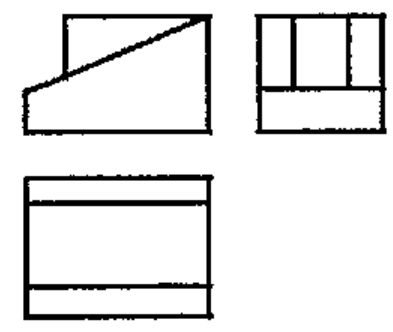 Opção A: conjunto de três vistas ortográficas da peça.