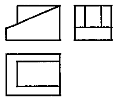 Opção B: conjunto de três vistas ortográficas da peça.