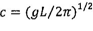 Equação: c = (gL/2π) elevado a 1/2.