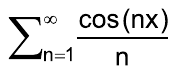 Alternativa B: Somatório de n = 1 até infinito de cos(nx)/n