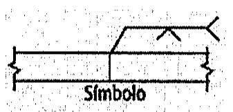 Simbologia de soldagem: linha de referência com seta, símbolo gráfico de solda sobre a linha e cauda; abaixo, a palavra Símbolo.