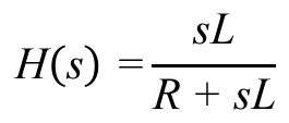 H(s) igual a sL dividido por (R + sL).