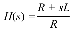 H(s) igual a (R + sL) dividido por R.