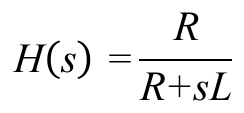 H(s) igual a R dividido por (R + sL).