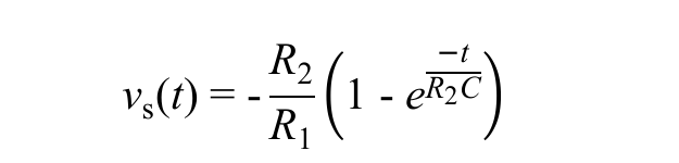 vs(t) = −(R2/R1)·(1 − e^(−t/(R2·C)))
