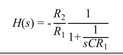 H(s) = −(R2/R1) · 1/(1 + 1/(s·C·R1))