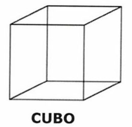 Desenho em perspectiva de um cubo, com a legenda CUBO.