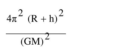 4π² (R + h)² dividido por (GM)²