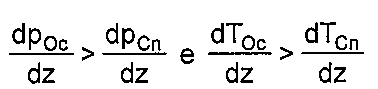 Alternativa E: comparação das derivadas verticais de pressão e de temperatura entre os pontos Oc e Cn.