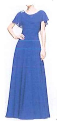 Fotografia ilustrativa de uma mulher usando um vestido longo azul.