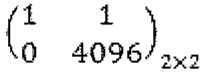 Matriz 2×2 com linhas (1, 1) e (0, 4096)