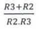 Fração: (R3+R2) sobre (R2.R3).