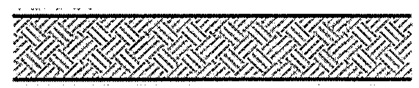 Faixa horizontal preenchida com hachura de traços cruzados em padrão trançado, entre duas linhas paralelas.