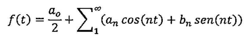 f(t) = a0/2 + somatório de 1 a infinito de (an cos(nt) + bn sen(nt)).