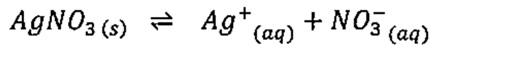 AgNO₃(s) ⇌ Ag⁺(aq) + NO₃⁻(aq)