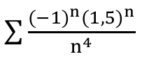 Somatório de (−1)^n (1,5)^n / n⁴