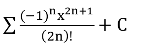 Somatório de (−1)^n x^(2n+1) / (2n)! + C