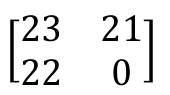 Matriz com linhas (23, 21) e (22, 0)
